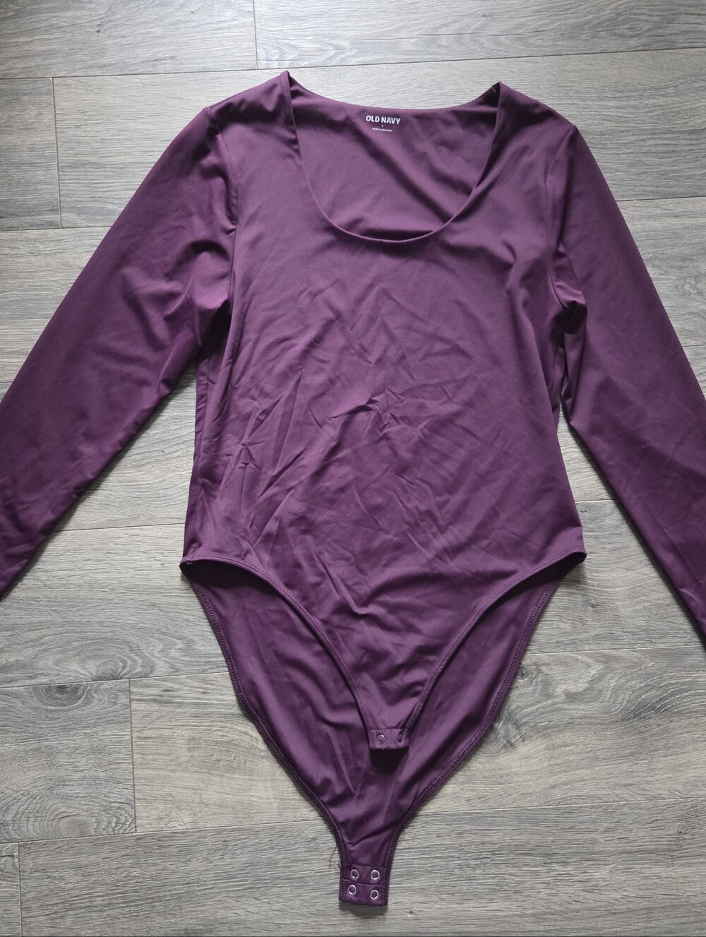 Old Navy Deep Plum Long-Sleeve Scoop Neck Bodysuit